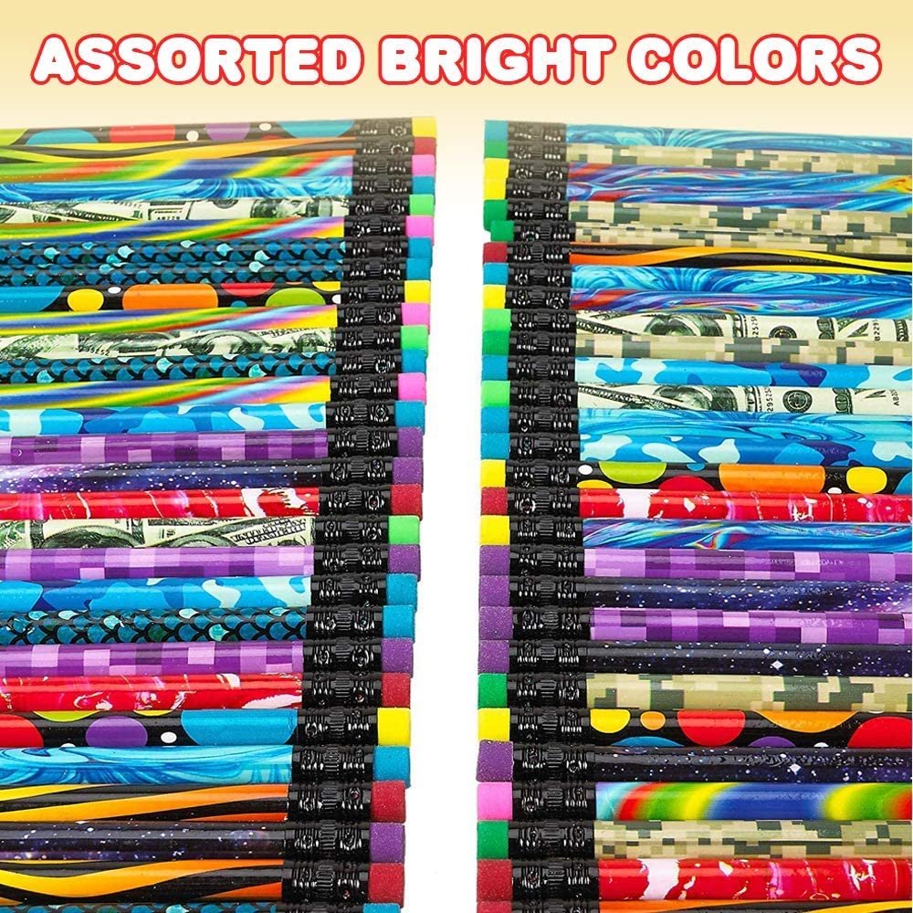 72 PC Pencil Assortment for Kids, Fun Assorted Number 2 Pencils, Bulk Wooden Writing Pencils with Durable Erasers, Teacher Supplies for Classroom, Student Reward, Stationery Party Favors