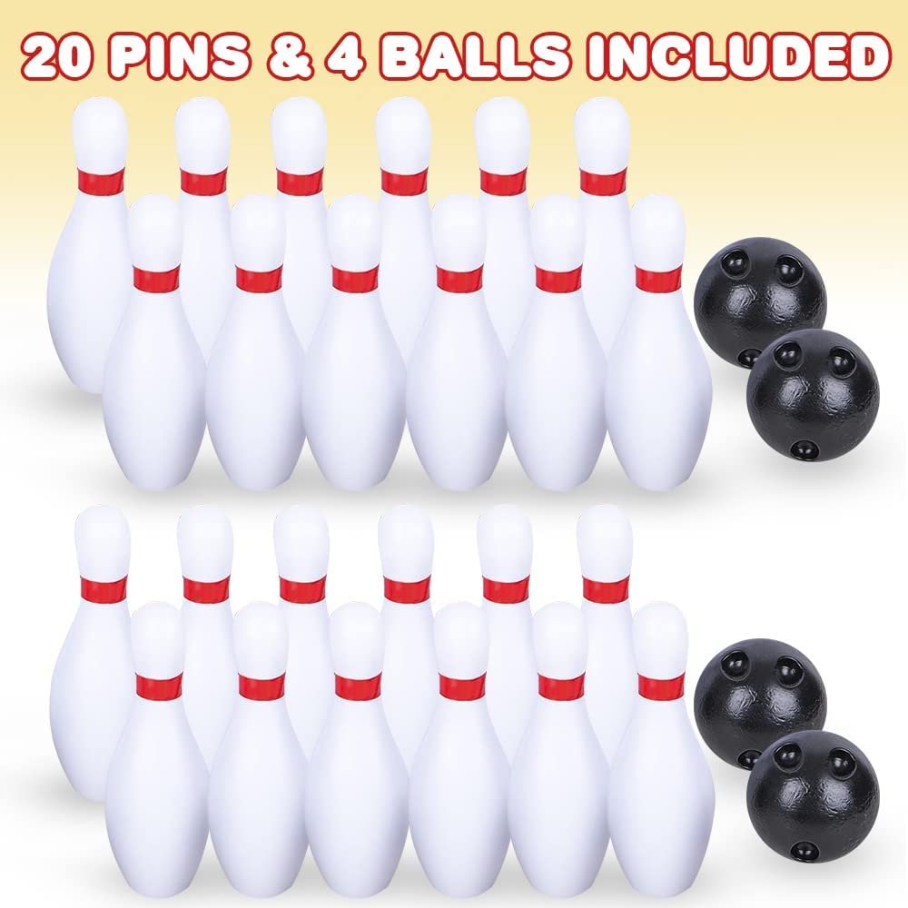 Gamie Bowling Game for Kids, 2 Sets, Each Set Includes 10 Pins and 2 Balls, Durable Plastic Indoor and Outdoor Game, Fun Carnival and Birthday Party Activity for Boys and Girls