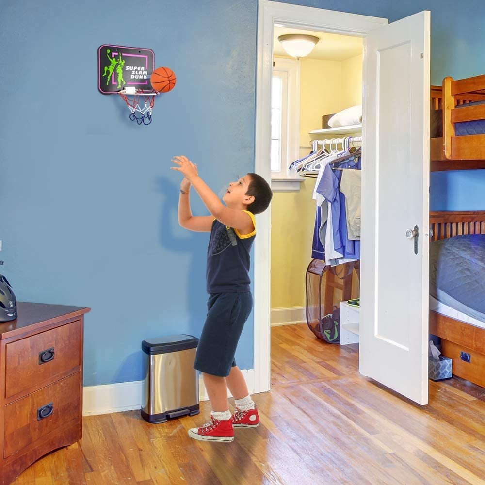 ArtCreativity Plastic Basketball Hoop Game for Kids and Adults, Includes 1 Mini Ball, 1 Back Board Net, Hanging Stickers, Indoor Basketball Set for Home, Office, Bedroom, Best Gift for Boys and Girls