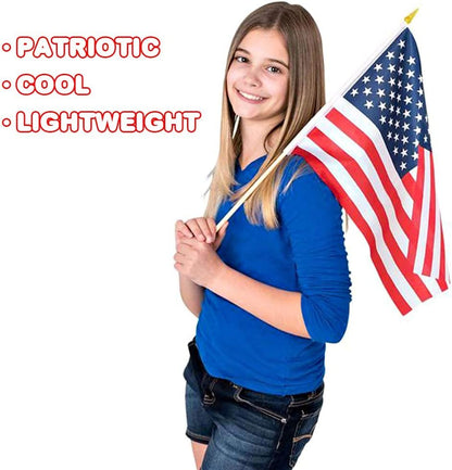 ArtCreativity 12 x 18 Inch USA American Flags on Stick, Pack of 12, Independence Day Fourth of July Decorations, Patriotic Party Favors, Memorial Day Grave Markers, Handheld US Flags