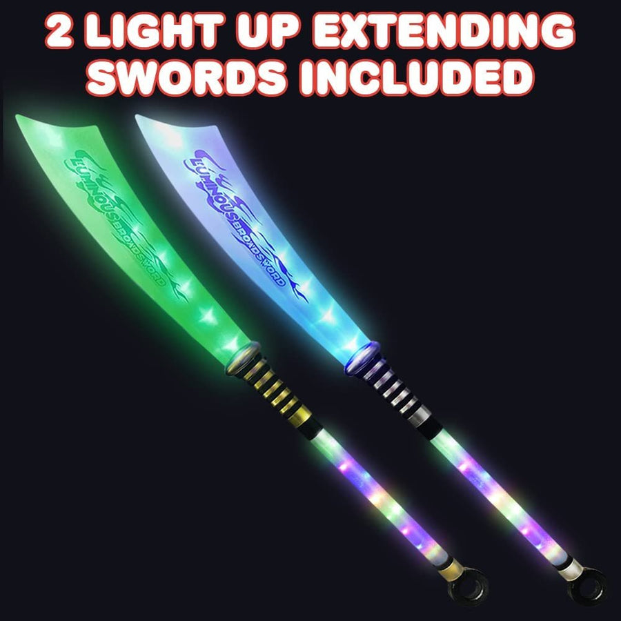 ArtCreativity Light Up Toy Swords for Kids Extendable with Movement Sound Sensor, Set of 2, LED Toy Swords for Boys, Ninja Swords for Kids, Batteries Included, Ninja Kids Toys, Gift for Kids 3 and Up