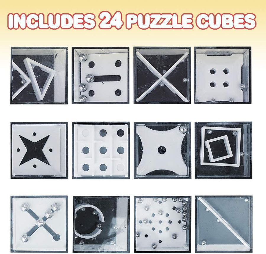 Mini 3D Puzzle Cube Games for Kids - Set of 24-12 Unique Balance Game Challenges - Portable Road Trip Fun - Stress Relief Fidget Toy - Birthday Party Favors for Boys and Girls
