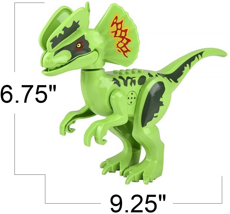 Roaring Dilophosaurus Dinosaur Toy for Kids, Build Your Own Dinosaur Block Figure, Features Sounds and Includes Assembly Instructions, Dinosaur Birthday Party Supplies for Kids