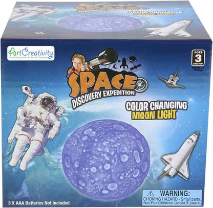 ArtCreativity Color Changing Moon Light, LED Night Light Cycles Through 4 Awesome Colors, Battery-Operated Decorative Lighting, Bedroom Décor Nightlight for Boys and Girls, Best Space Toys for Kids