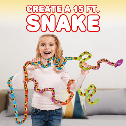 ArtCreativity Jointed Snake Toys Set of 12 - 15 Inch Long Plastic Snakes with Joining Pieces - Great Party Favor - Fidget Toy for Kids, Gift Idea for Boys and Girls, Carnival Prize - Sensory Toy