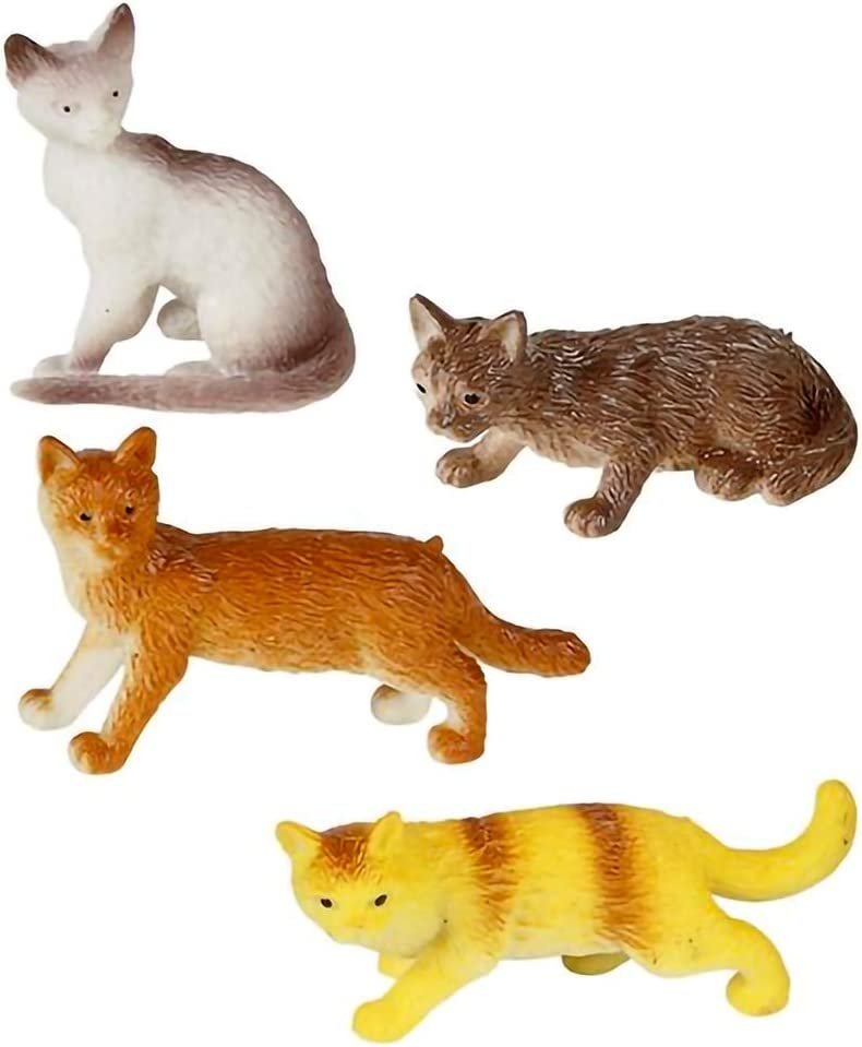 Mini Cat Figurines Set for Kids - Pack of 12 - Assorted 2" Small Cat Figures, Sturdy Plastic Toys, Fun Birthday Party Favors, Great Playset for Boys and Girls Ages 3+