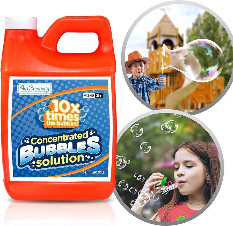Bubble Solution Refill for Bubbles Machine by ArtCreativity, Concentrate, Up to 2.5 Gallon, Non-Toxic Large 32oz Concentrated Liquid for Bubble Toys, Bubble Guns, Wands, Lawn Mower, Blower and More