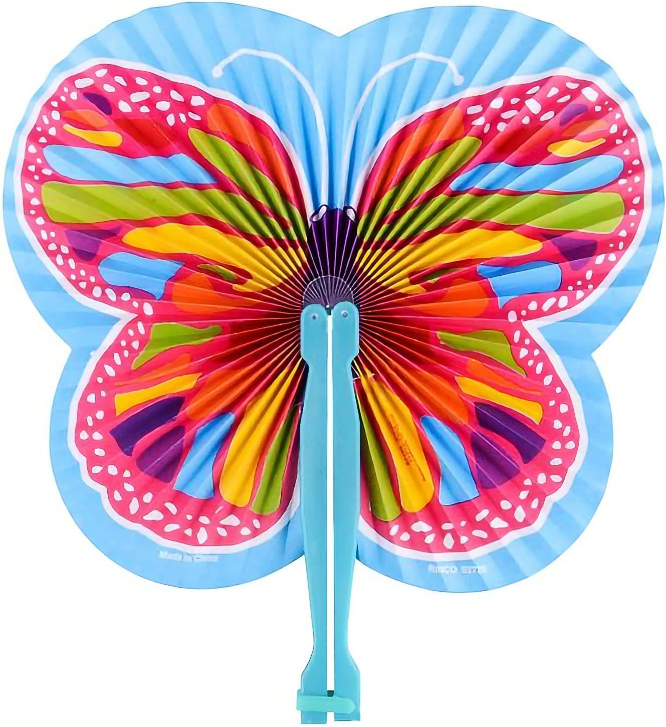 ArtCreativity 9.5 Inch Handheld Butterfly Folding Fans - Pack of 12 Foldable Fans in Assorted Colors and Designs, Goodie Bag Filler, Party Favors and Supplies, Fun Novelties and Gifts for Kids Ages 3+