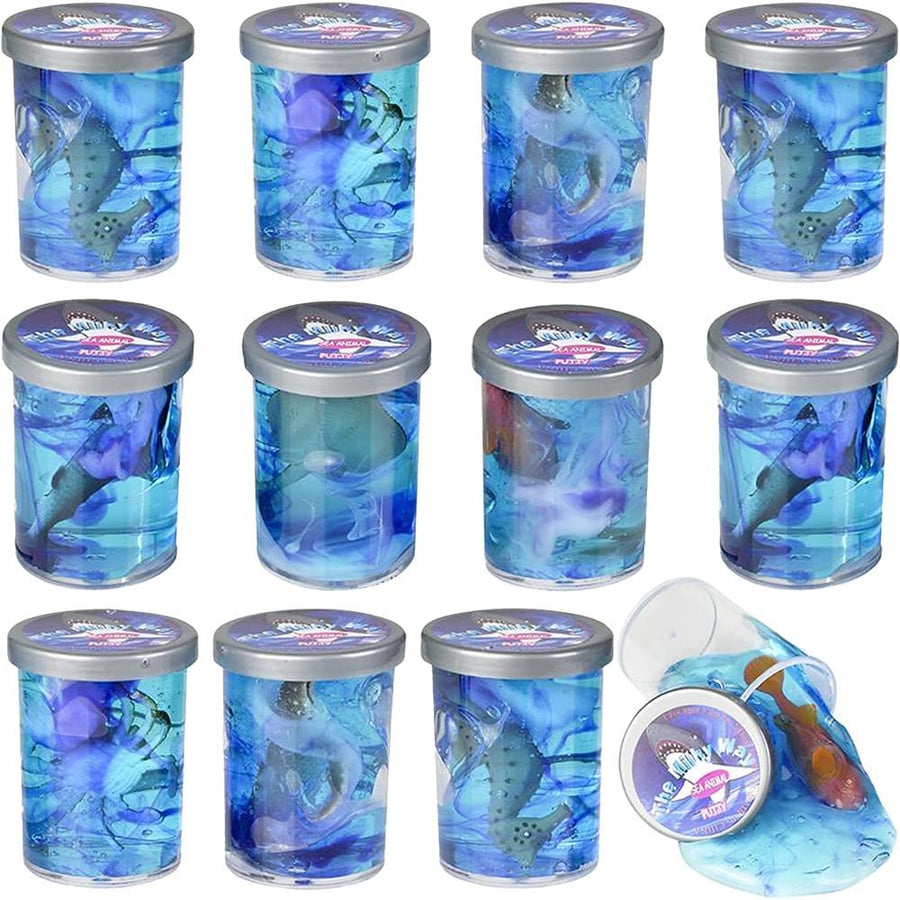 Sea Animal Putty Tubs, Set of 12, Containers of Fun Slime with Aquatic Toys Inside, Fidgeting Toys for Kids and Adults, Sensory Toys for Autism, Squeeze Toys for Children