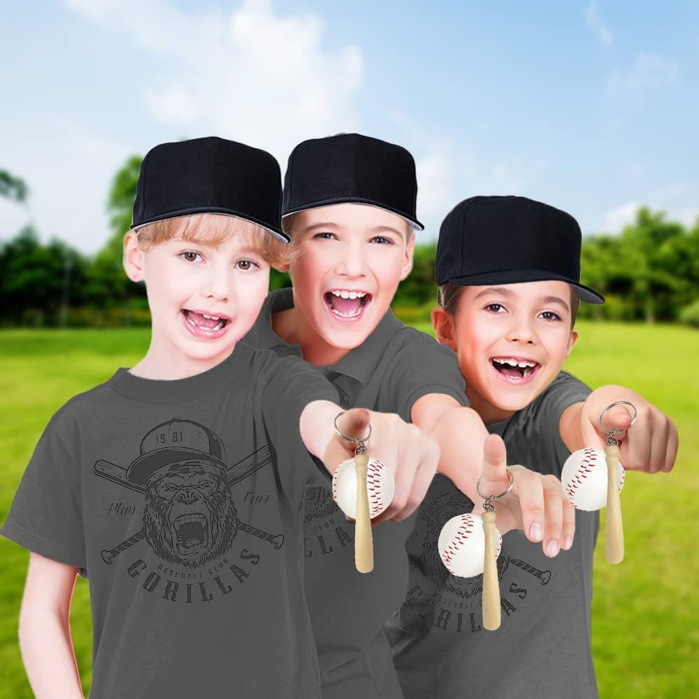 Wooden Bat with Baseball Keychain, for Kids Age 8+, Set of 12 – Perfect for Team Giveaways, Sports & Souvenir Favors, Victory Parties, Gifts for Athletes, Moms, Dads & Coaches