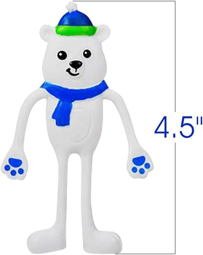 ArtCreativity Polar Bear Bendable Toys, Set of 12 Flexible Holiday Characters, Stress Relief Fidget Toys for Kids, Christmas Party Favors, Goodie Bag Fillers, Holiday Stocking Stuffers