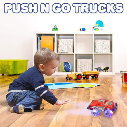 ArtCreativity Light Up Monster Truck Set for Boys and Girls Set Includes 2, 6 Inch Monster Trucks with Beautiful Flashing LED Tires - Push n Go Toy Cars Fun Gift for Kids - for Ages 3+