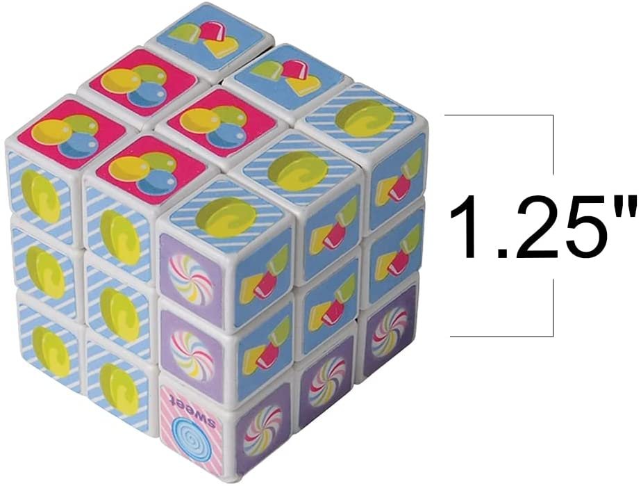 ArtCreativity Mini Candy Puzzle Cubes, Set of 4, 3D Puzzles for Kids with Vibrant Designs, Brain Teaser Puzzles for Boys and Girls, Portable Travel Toys for Kids, Birthday and Christmas Party Favors