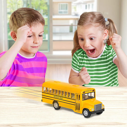 ArtCreativity 5 Inch Pull Back School Bus Toy - Set of 2 - Includes 2, 5 Inch Classic School Bus - Diecast Bus Playset with Pull Back Mechanisms - Great Gift Idea for Boys and Girls