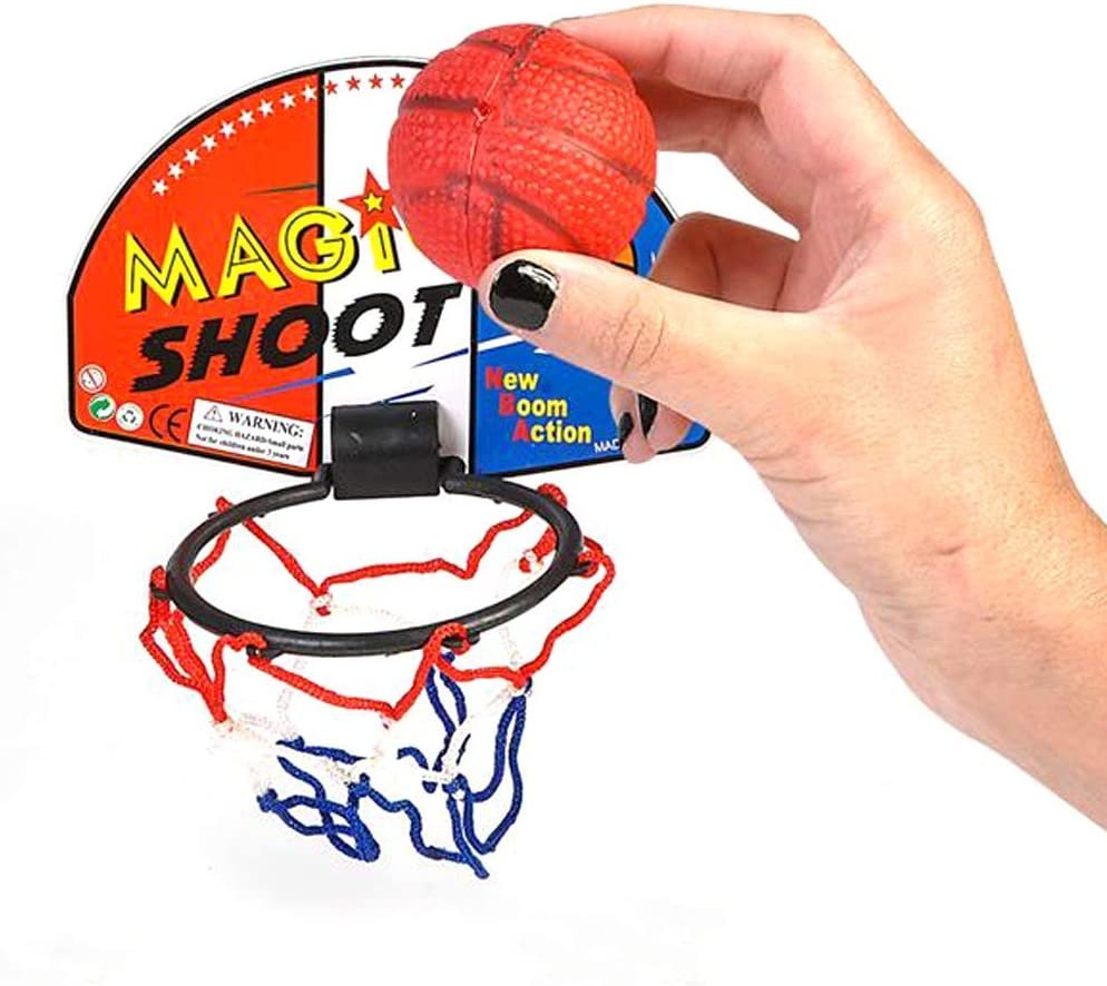 Magic Shot Basketball Game, 12 Sets, Each Set Includes 1 Mini Ball, 1 Back Board Net, & Mounting Tape, Indoor Basketball Sets for Home, Office, Bedroom, Best Gift for Boys and Girls