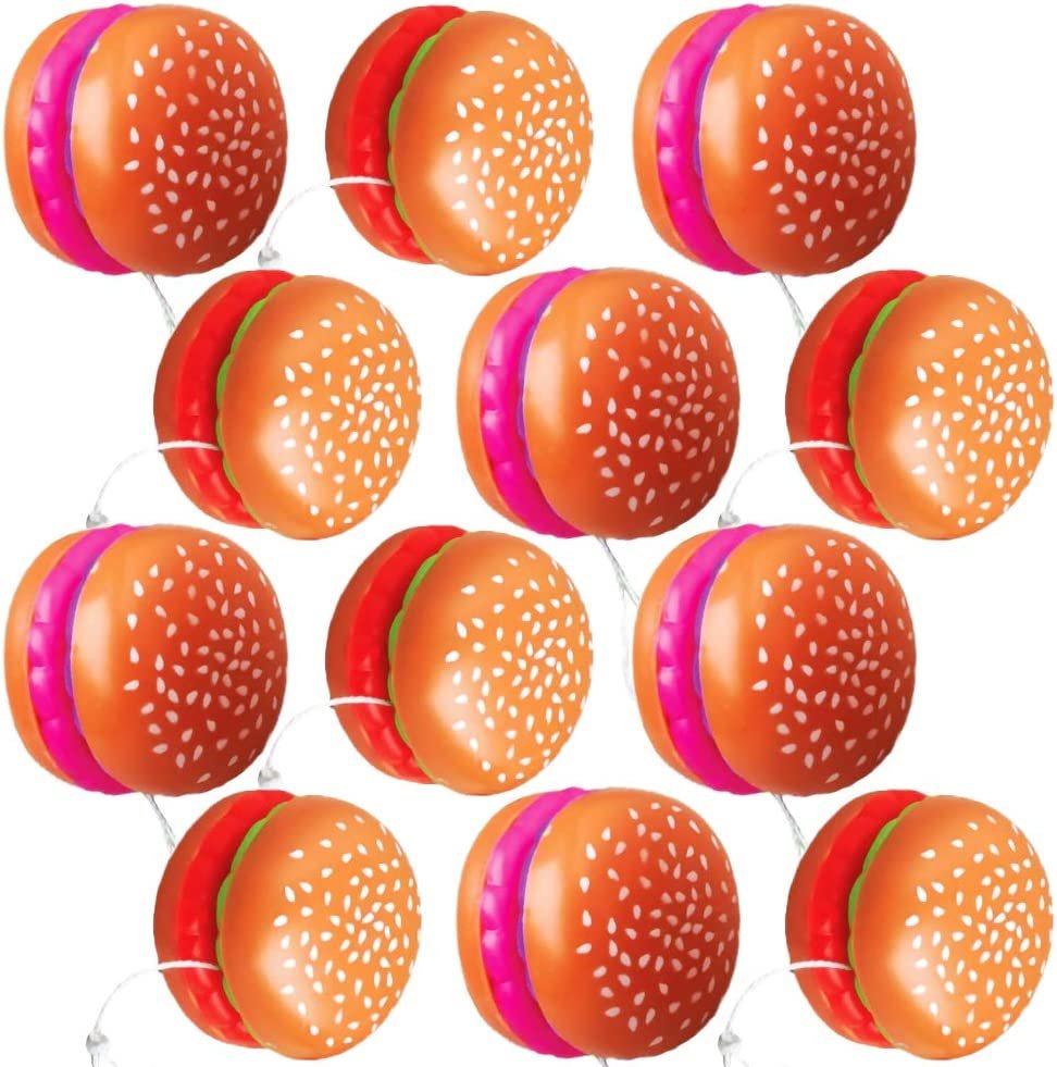 Plastic Yoyos for Kids, Pack of 12, Novelty Food Shaped Yo-Yo Toys, Birthday Party Favors, Goodie Bag Fillers, Holiday Stocking Stuffers, Classroom Prizes