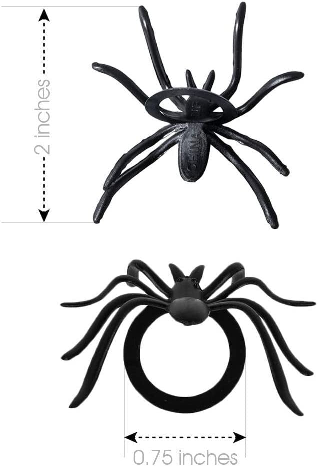 Spider Rings for Kids - Bulk Pack of 144 - Creepy Crawly Rings for Halloween Costume - Best for Halloween Party Favors, Trick or Treat Supplies, Spooky Cake Toppers and Decorations