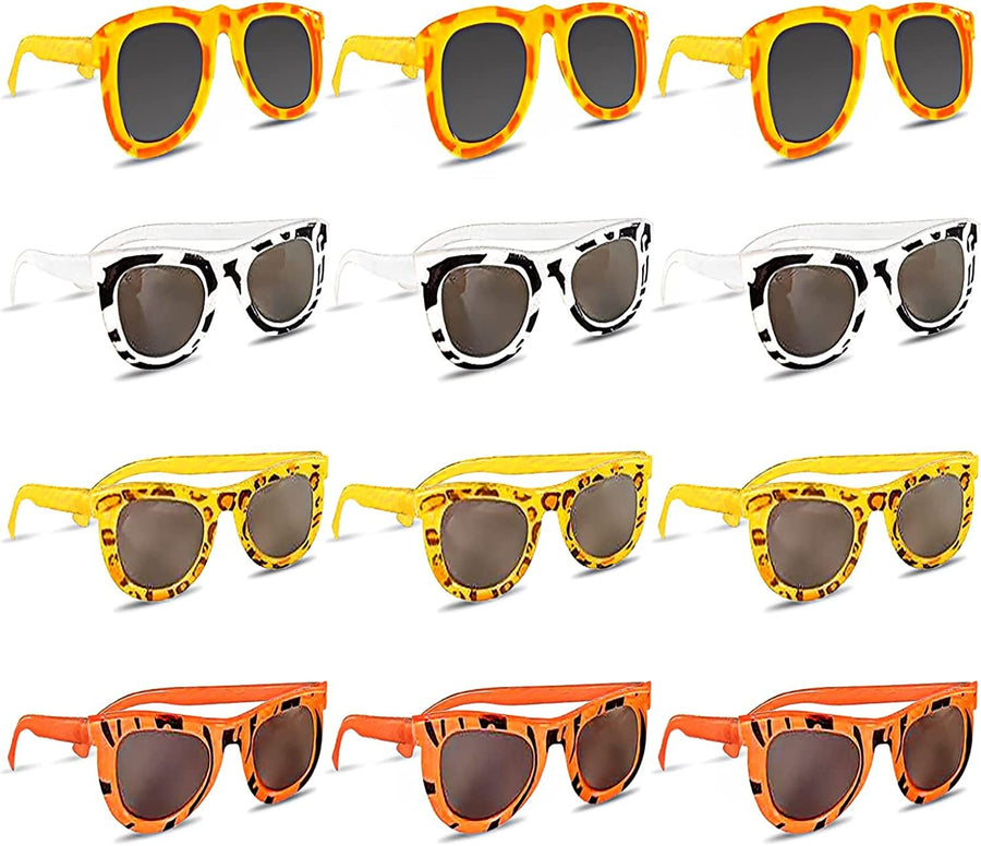 Safari Sunglasses - Pack of 12 - Youth Size - Assorted Animal Prints - Summer Time Fun, Great Party Favor - Amazing Gift Idea for Boys and Girls