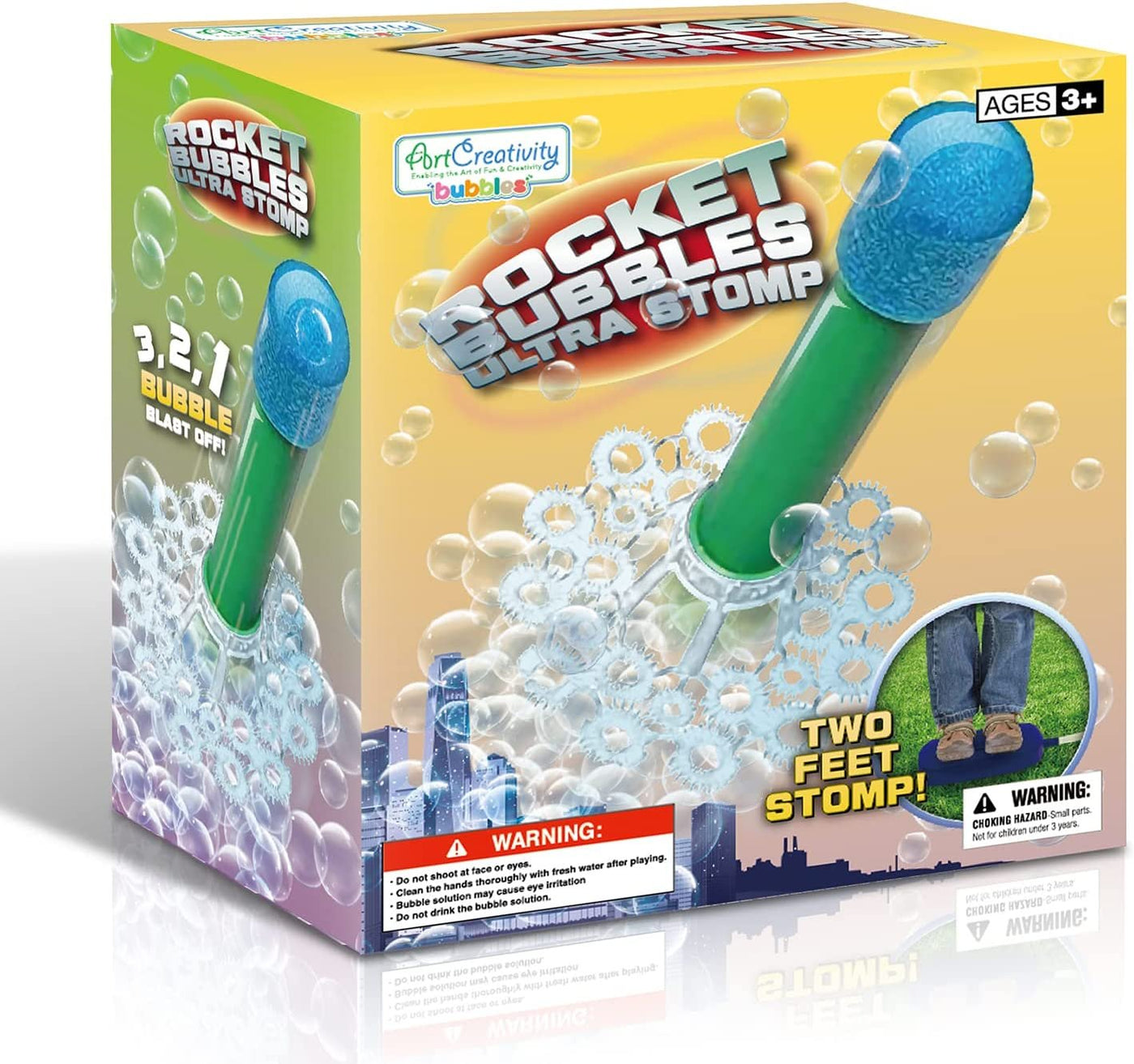 ArtCreativity Bubble Rocket Launcher Toy Set, Includes 2 Bubble Rockets, Bubble Solution, Pump, and Base, Flying Bubble Blaster Rockets for Hours of Outdoor Fun, Bubble Maker Gift for Kids