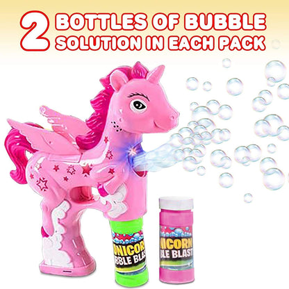 ArtCreativity Pink Unicorn Bubble Blaster with Light and Sound, Includes 1 Bubble Gun & 2 Bottles of Bubble Solution, Fun Summer Toy for Girls and Boys