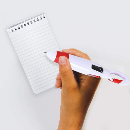 ArtCreativity Mini Shuttle Pens & Notebooks Set, Includes 12 Retractable Pens with Carabiner Hook & 12 Smile Face Notepads, 4-in-1 Multicolor Pens, Stationery Supplies, Birthday Party Favors for Kids