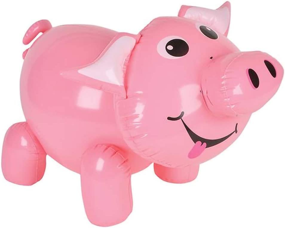 Inflatable Pig, Farm Animal Party Decorations and Supplies, 20" Blow-Up Pig Inflate for Animal Birthday Party Favors, Pool Party Float, and Game Prize for Kids