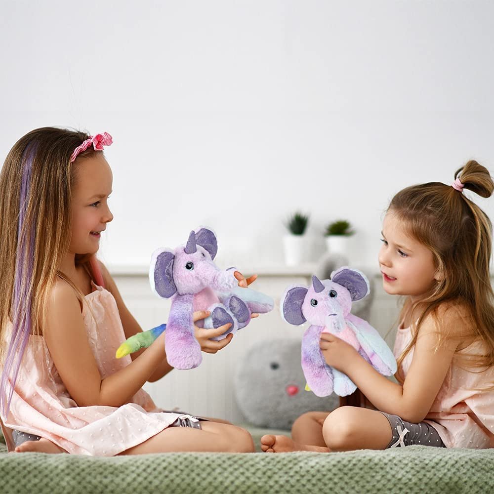ArtCreativity Elephant Plush Toy with Colorful Tail, 1pc, Elephant Stuffed Toy for Boys and Girls, Animal Party Decoration, Kids’ Room and Baby Nursery Décor, Weighted for Easy Display