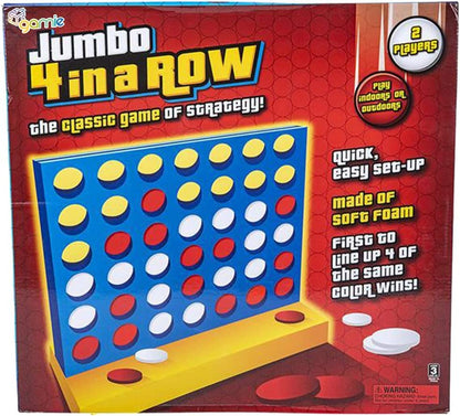 Gamie Jumbo Four in a Row Game, Durable Foam 4 in a Row Game with 42 Disks, Fun Indoor Game Night Games for Kids and Adults, Educational Learning Game for Children, 18.5 x 14.5