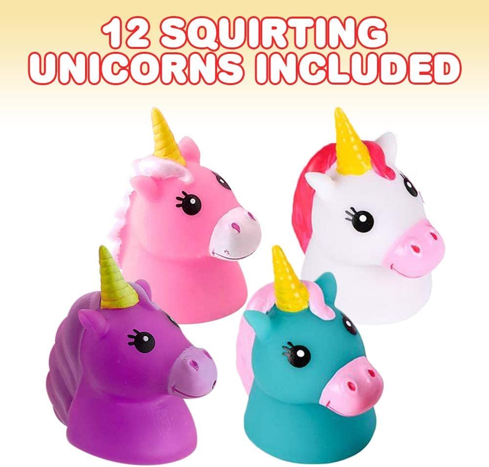 ArtCreativity Unicorn Water Squirt Toys for Kids, Pack of 12, Unicorn Birthday Party Favors, Bath Tub and Pool Toys for Children, Safe and Durable Squirters, Goodie Bag Stuffers