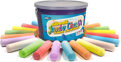 ArtCreativity Jumbo Sidewalk Chalk Set in 7 Colors, 38 Colorful Chalk Pieces in Storage Bucket, Portable, Dust Free & Washable, For Driveway, Pavement, Outdoors, Arts & Crafts Gift for Kids