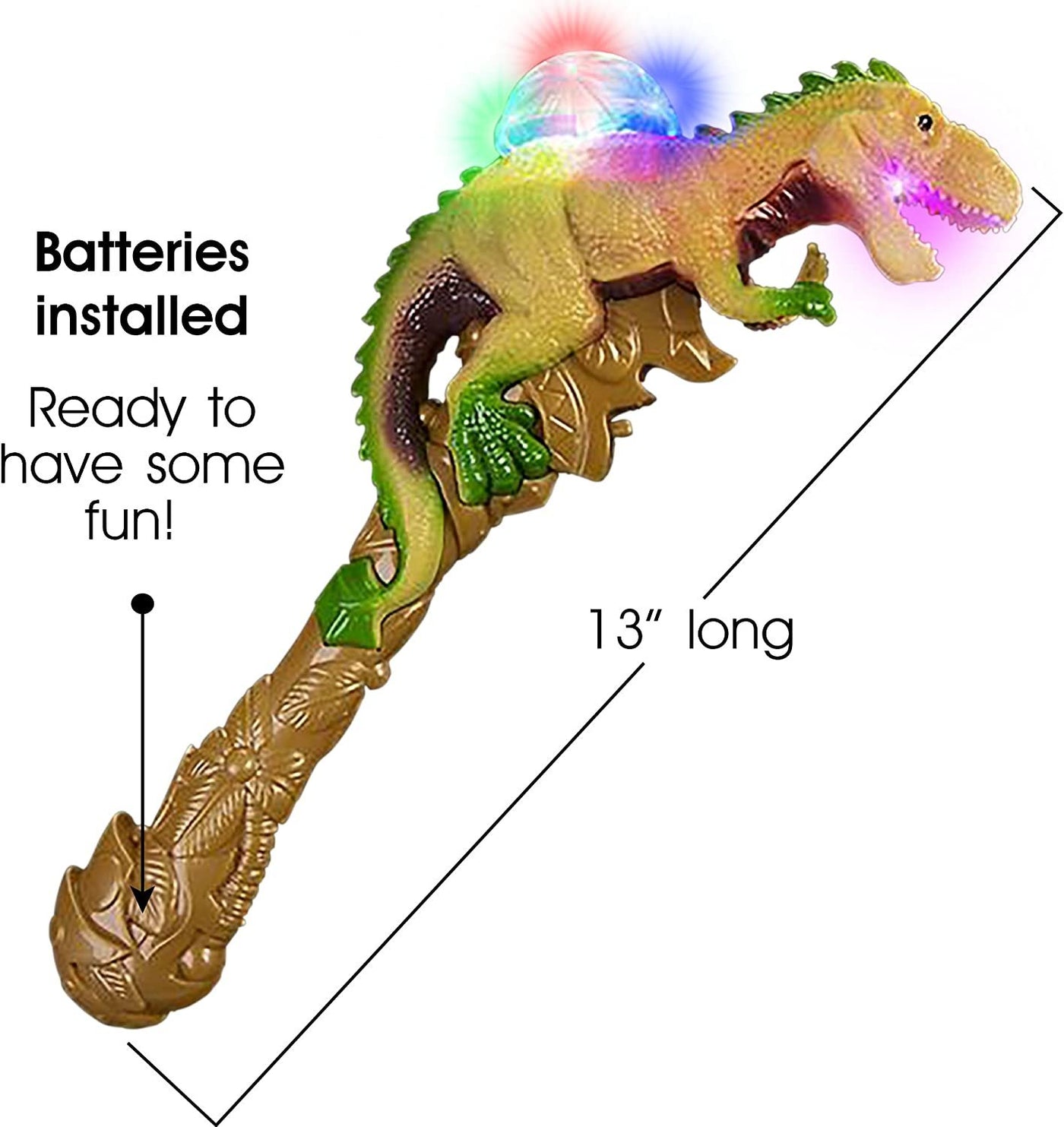 T-Rex LED Light Up Dinosaur Wand Growling Sound Effects, Light Up Wand for Kids, Light Up Toys for Toddlers, Light Up Party Favors for Kids, Easter Basket Stuffers, Toys for Kids Ages 3+