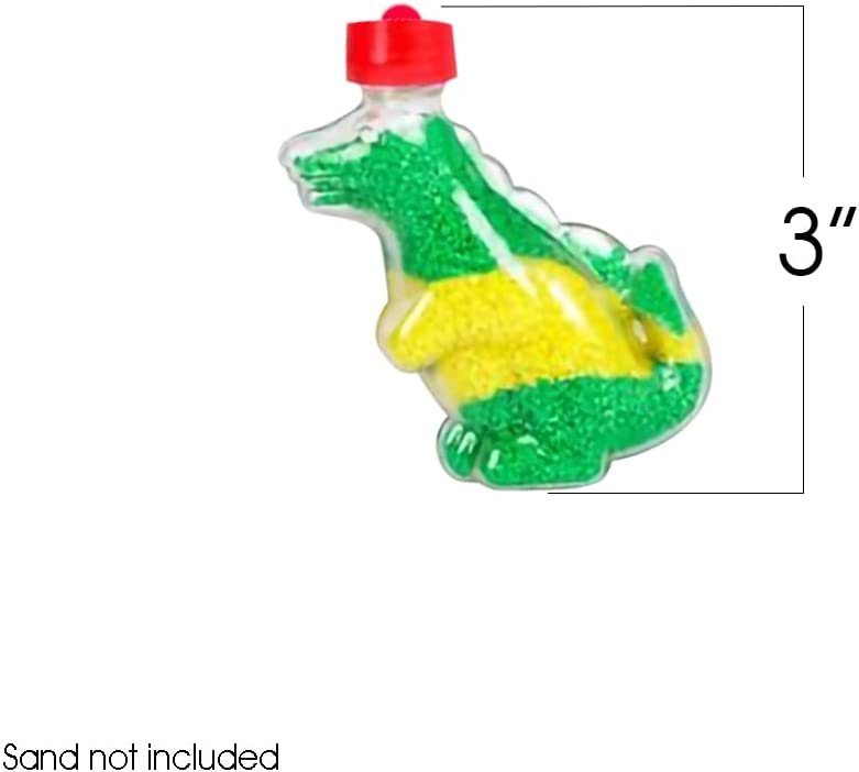 Sand Art Dinosaur Bottle Necklaces, Pack of 12, Sand Art Craft Kit with Dinosaur Shaped Bottles, Craft Party Supplies and Party Favors for Kids - Sand Sold Separately
