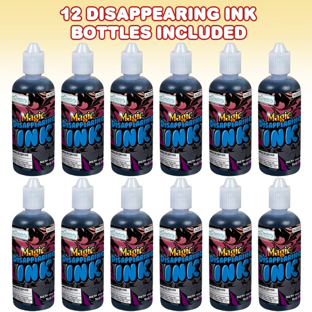 Magic Ink in Blue - Pack of 12 - Includes 1-Ounce Squeezable Bottles - Magical Pranks and Jokes - Amazing Party Favor and Prize for Kids - Fun Camp Prizes
