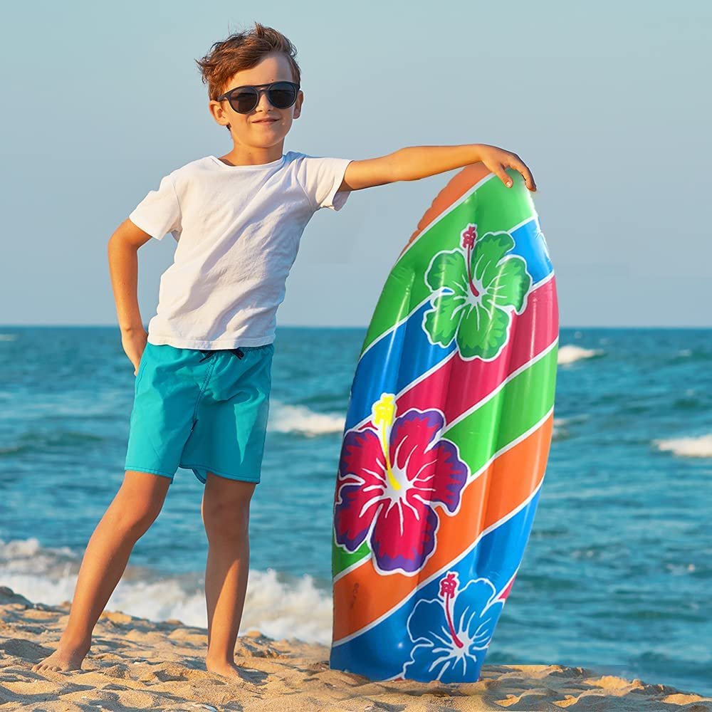 Luau Surfboard Inflate, 1 Piece, 34'' Inflatable Surfboard for Beach, Tropical and Luau Party Decorations, Inflatable Pool Toy for Kids and Adults, Beach Party Inflate