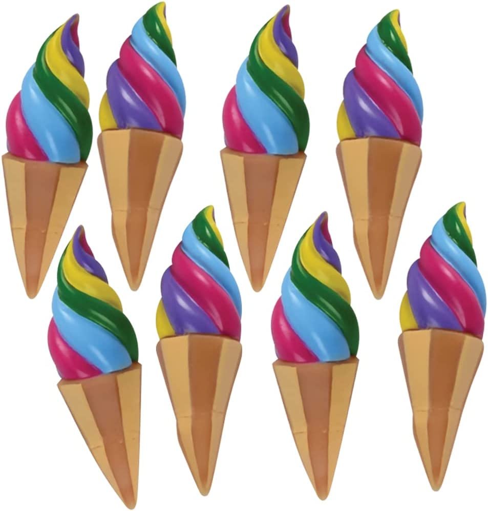 Ice Cream Vinyl Toys, Set of 12, Colorful Vinyl Ice Cream Cones for Kids, Party Favors for Boys and Girls, Party Dessert Table Decorations, Unique Bath Tub Toys for Children