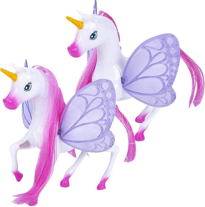 ArtCreativity Fairy Unicorn Set for Girls, Set of 2 Unicorns with Purple Moveable Wings for Imaginative Play, Cute Unicorn Gifts, Princess Theme Party Favors, Beautiful Room or Birthday Party Décor