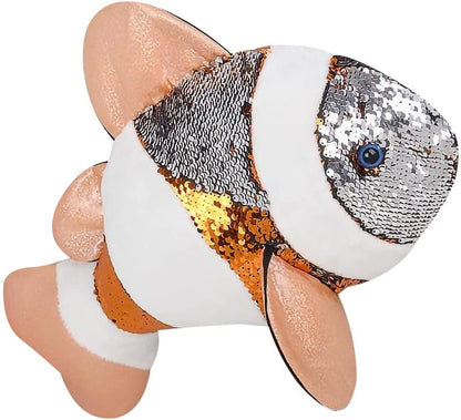 ArtCreativity Flip Sequin Clown Fish Plush Toy, 1 PC, Soft Stuffed Clownfish with Color Changing Sequins, Cute Home and Nursery Animal Decorations, Calming Fidget Toy for Girls and Boys, 18 Inches