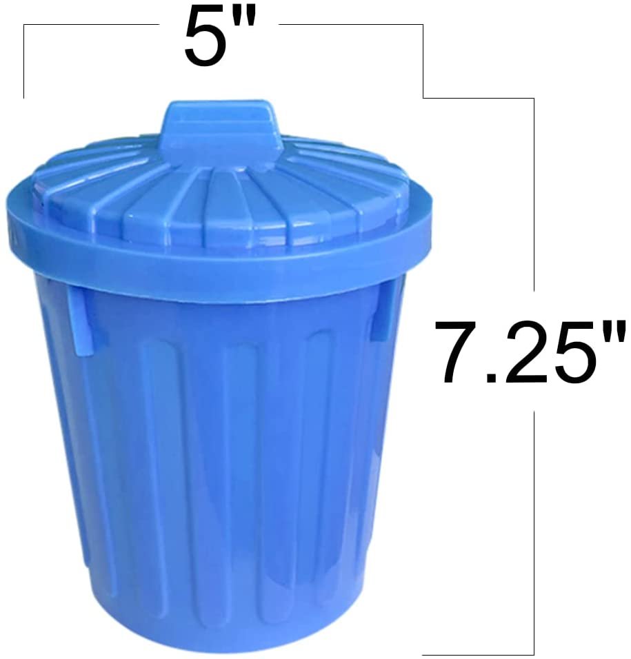 Large Trash Cans Set with Lids, Set of 4, Garbage Bin Toy in Assorted Neon Colors, Unique Desk Organizer, Birthday Party Favors for Kids, Cute Classroom Decor