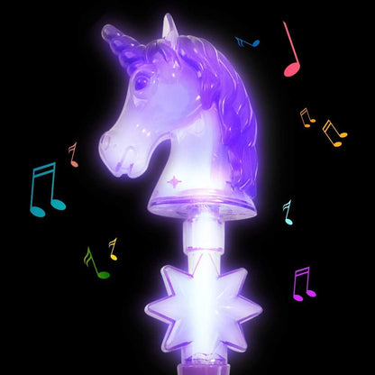 ArtCreativity Light Up Unicorn Wand, 14.5 Inch Cute Princess Wand with Flashing LED Effect and Magical Sounds, Batteries Included, Fun Pretend Play Prop, Best Birthday Gift, Party Favor for Kids