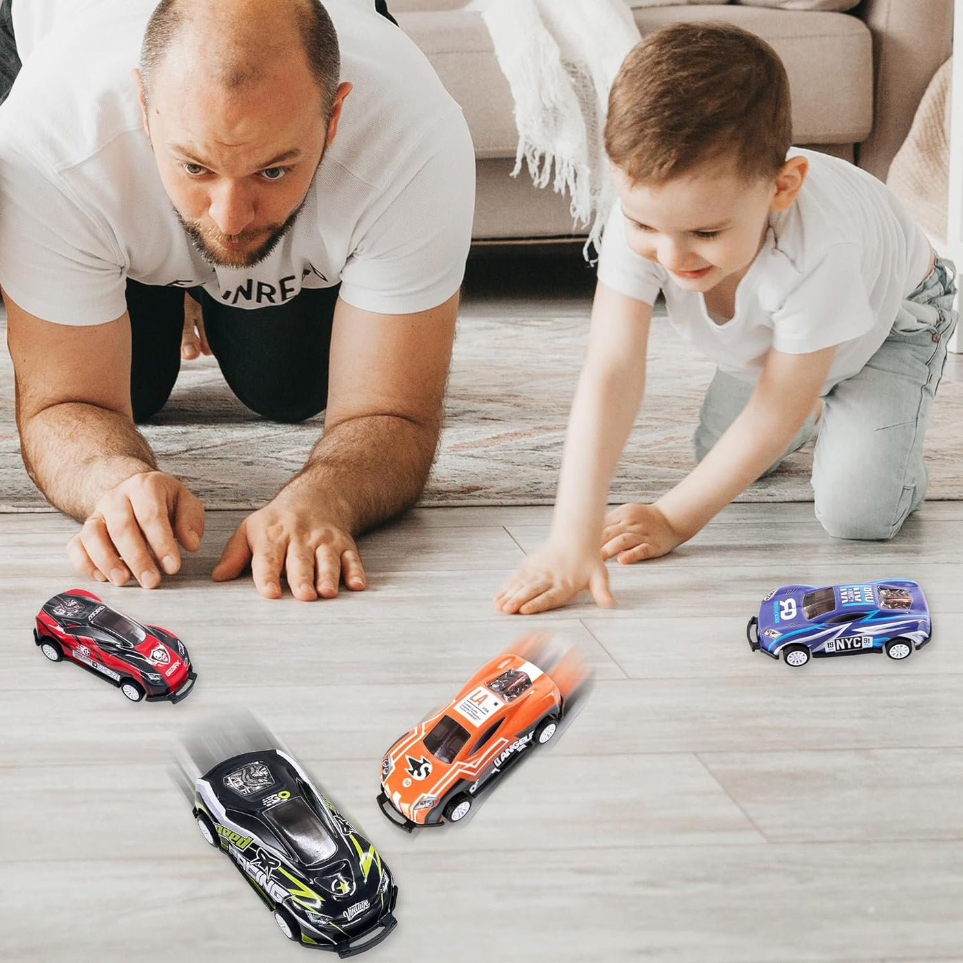 Pullback Flip Stunt Cars for Boys - Set of 12 - Pullback Diecast Race Cars for Kids in 8 Cool Designs - Retro Toy Cars for Boys and Girls - Model Stunt Cars for Hours of Racing Fun
