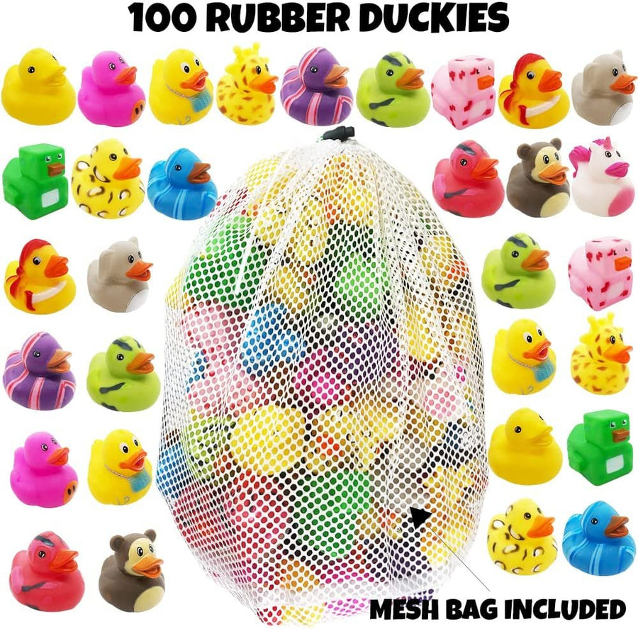 Rubber Duckies, Bathtub & Pool Ducks Toys for Kids 17 Designs, Assorted Pack of 50