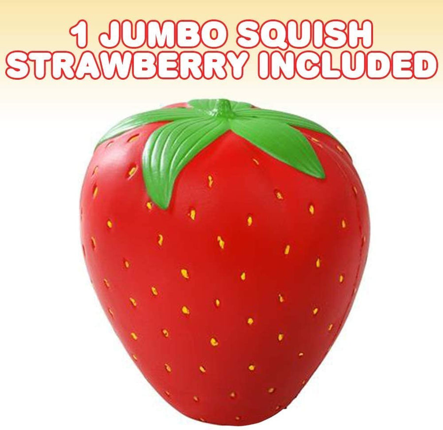 Jumbo Strawberry Squeeze Toy, 1PC, Giant 10" Slow Rise Stress Relief Toy for Kids and Adults, Cute Fruit Party Decorations, Anxiety Relief Toy for ADHD, Great Gift Idea