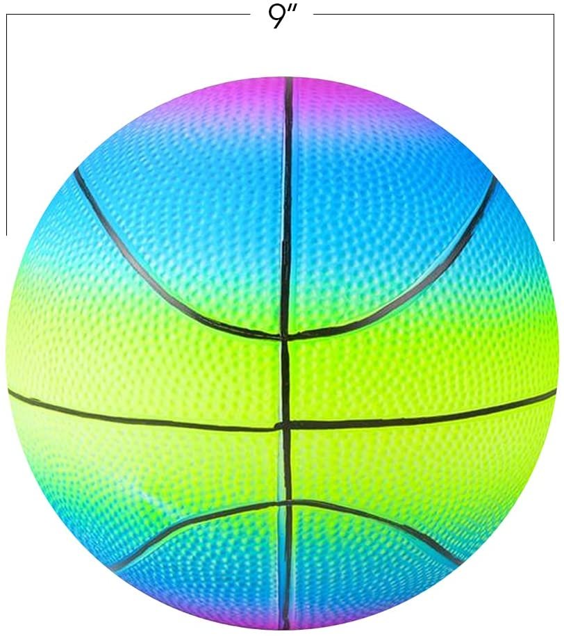 ArtCreativity Rainbow Basketball for Kids, Bouncy 9” Rubber Kick Ball for Backyard, Park, and Beach Outdoor Fun, Beautiful Rainbow Colors, Durable Outside Play Toys for Boys and Girls - Sold Deflated