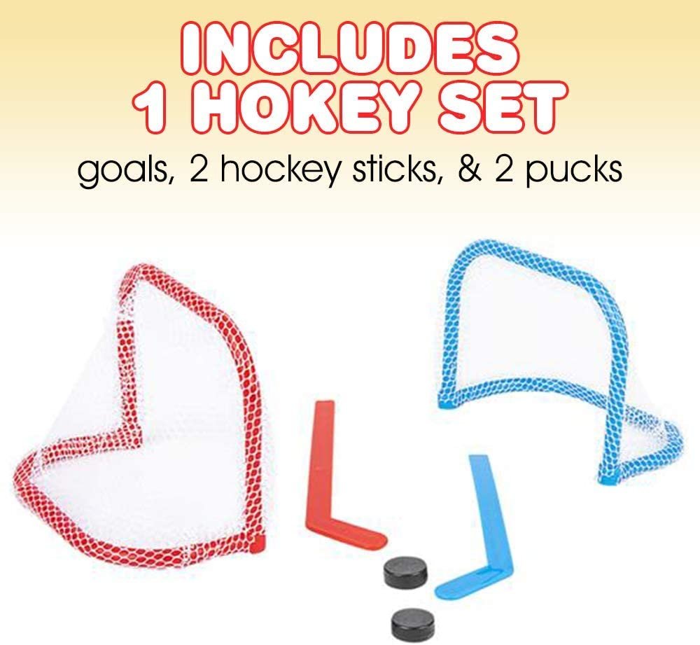 ArtCreativity Tabletop Mini Ice Hockey Game, Includes 2 Goals, 2 Sticks, and 2 Pucks, Indoor Desktop Game for Kids, Best Birthday Gift for Boys and Girls, Fun Sports Party Favors