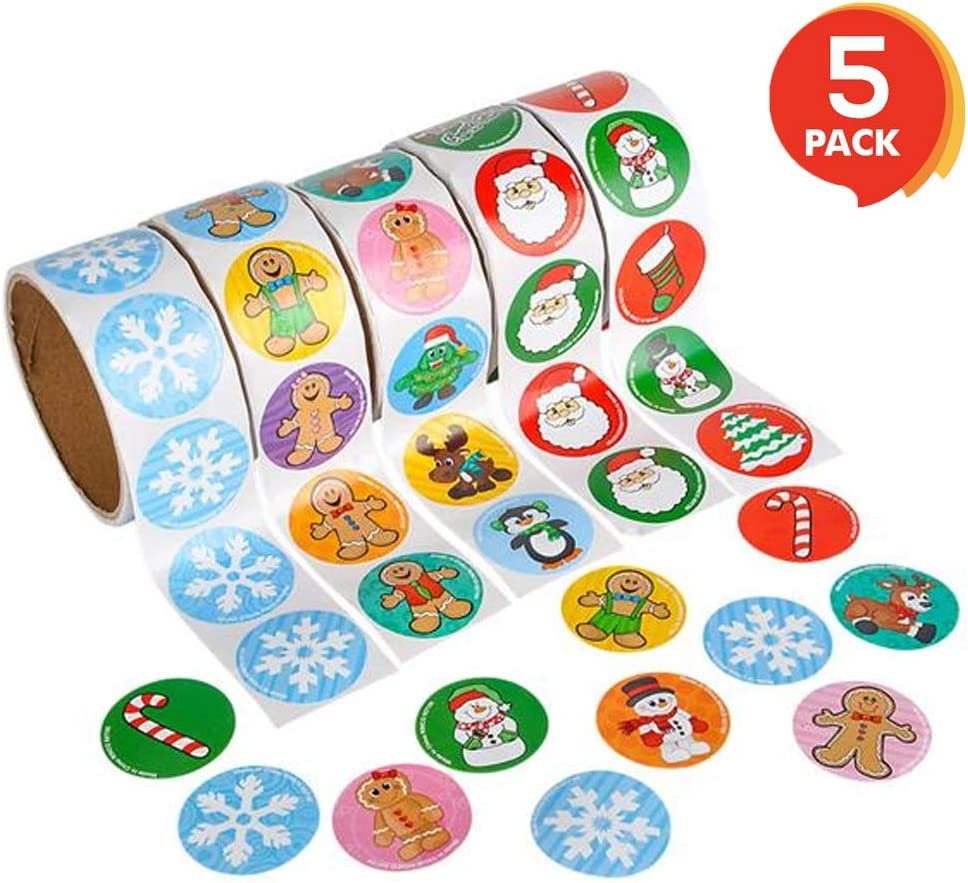 ArtCreativity Holiday Roll Stickers Assortment - 500 Christmas Themed Stickers - Great Christmas Party Favors, Goodie Bag Fillers, Holiday Decorations for Boys and Girls Ages 3+