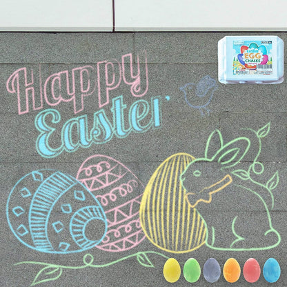 12 Pack Colorful Easter Sidewalk Chalk Egg for Kids Boys Girls, Chalk for Toddlers, Easter Basket Stuffers Gifts Fillers & Party Favors, Easter Party Supplies & Goodie Bag Fillers, Easter Activities