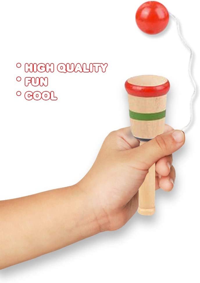 Mini Wooden Catch Ball Game, Set of 4, Vintage Catch Toys for Kids, Wood Design, Indoor and Outdoor Games for Backyard, Park, and Beach Fun, Best Gift Idea