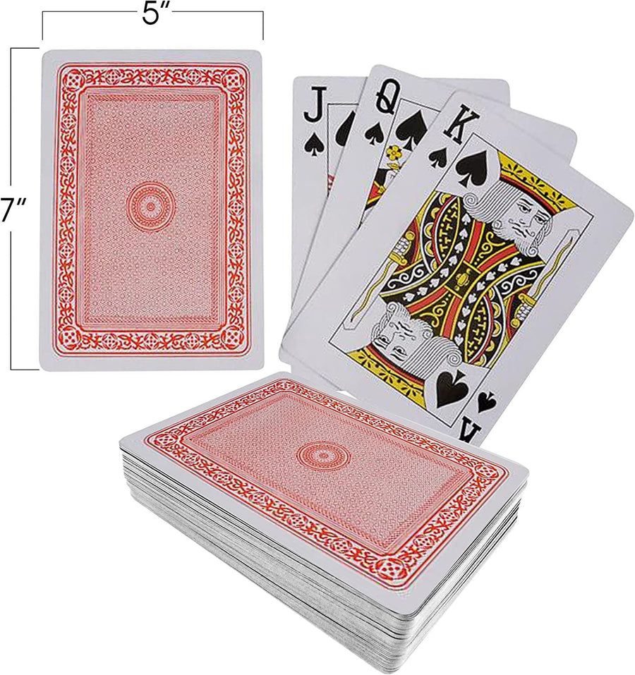 Giant 5 X 7" Playing Cards by Gamie - Pack of 2 - Oversized Super Big Poker Card Set - Huge Casino Game Cards for Kids, Men, Women and Seniors - Great Novelty Gift Idea