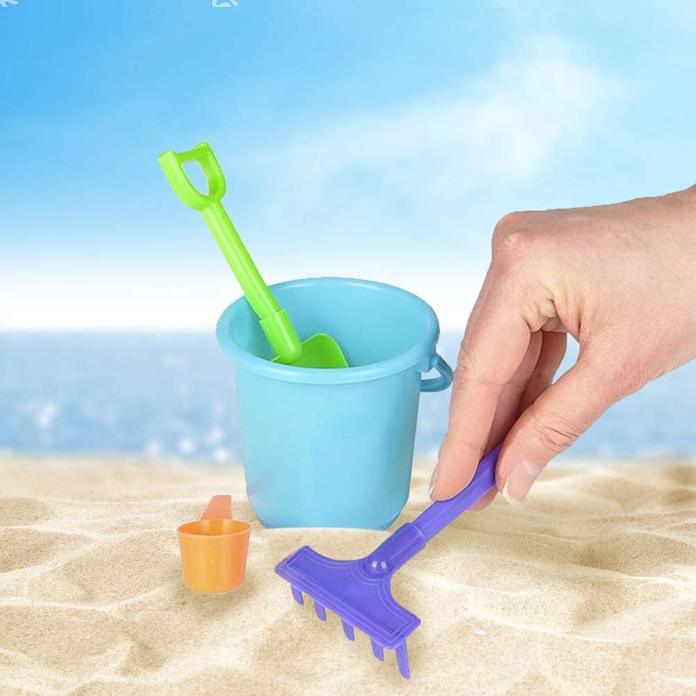 4 PC Mini Beach Playsets - Set of 12 - Each Play Set Includes 1 Sand Bucket, 1 Shovel, 1 Rake, and 1 Scoop - Birthday Treats for Boys and Girls Party Favors for Kids and Toddlers
