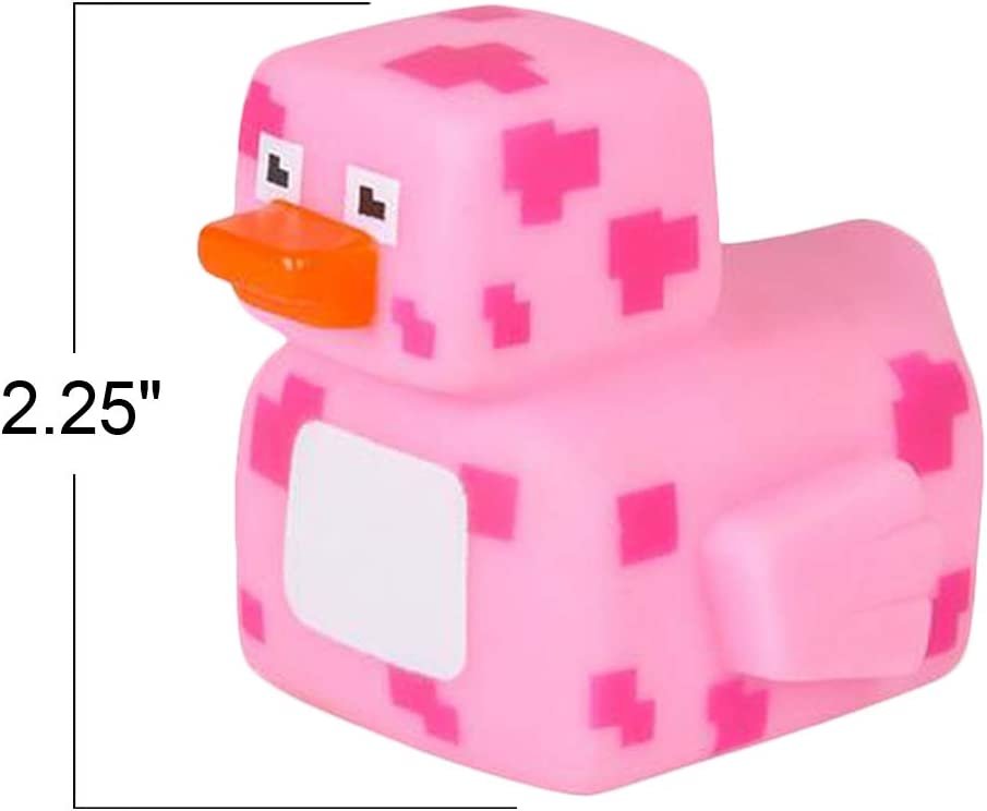 2.25" Pixelated Rubber Duckies, Pack of 12, Cute Duck Bath Tub Pool Toys in Assorted Colors, Fun Decorations, Carnival Supplies, Party Favor or Small Prize